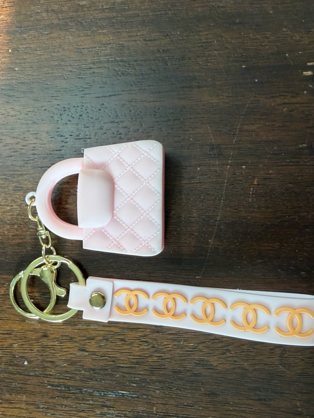CHANEL Light Pink Silicone CC-Link Wristlet Key Holder with Gold Hardware(used) - Picture 4 of 4